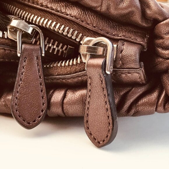 PRADA BAG authentic shirred ruched nappa LEATHER purse - Picture 6 of 16